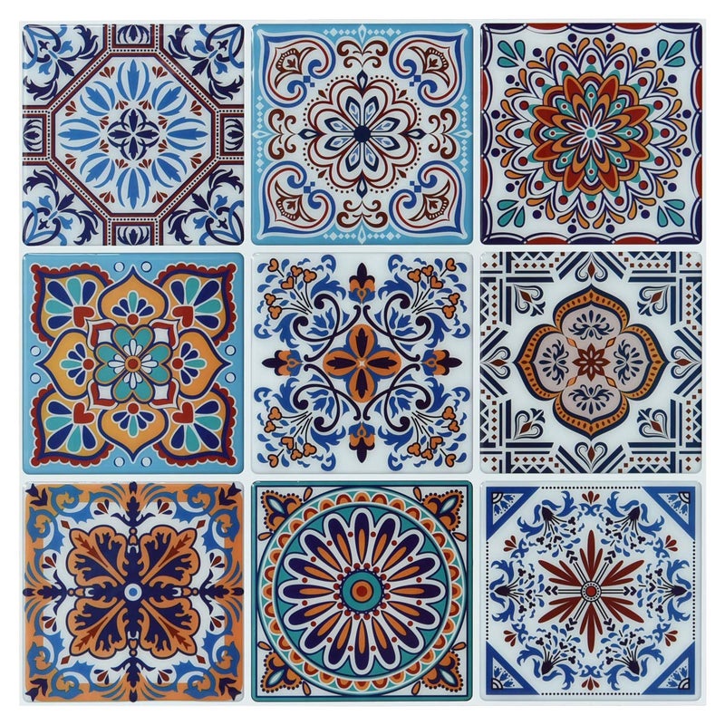 LONGKING Peel and Stick Backsplash Tile Stickers Colorful Talavera Mexican Tile Stick on Wall Tiles 10 Sheets