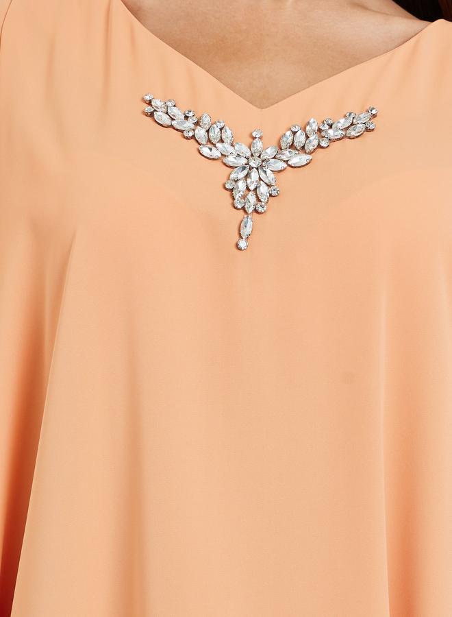Amirah Orange Embellished Loose Kaftan - Image 4