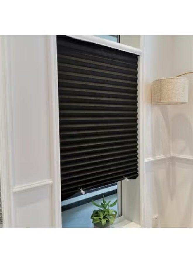 Pleated Paper Shade, Cordless Pleated Shade Light Filtering Fabric Window Shade, Room Darkening Blinds for Home Bedroom Office Kitchen Bathroom Window, Easy to Install (Black, 90x180cm) - Image 4