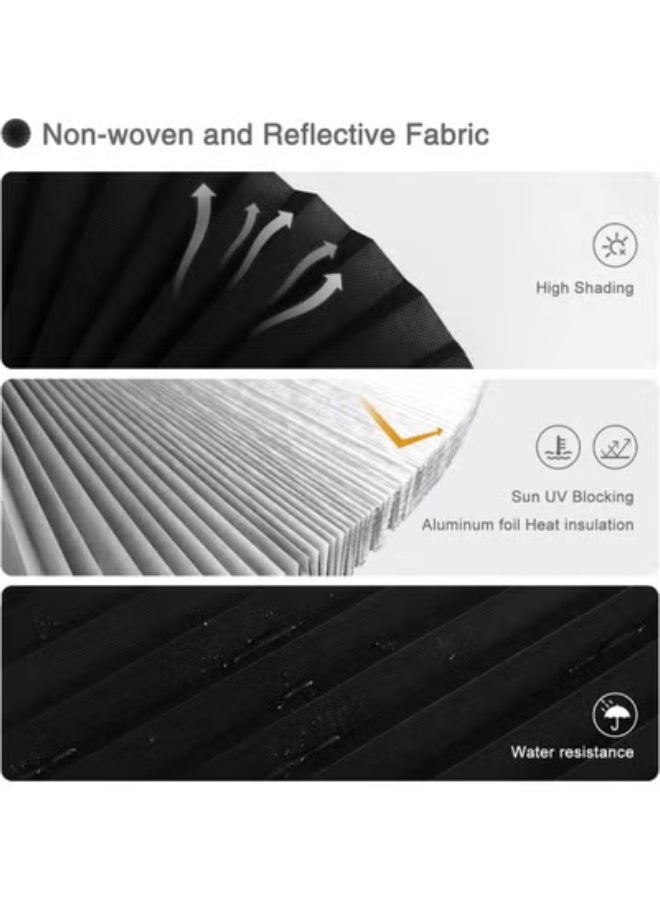 Pleated Paper Shade, Cordless Pleated Shade Light Filtering Fabric Window Shade, Room Darkening Blinds for Home Bedroom Office Kitchen Bathroom Window, Easy to Install (Black, 90x180cm) - Image 2
