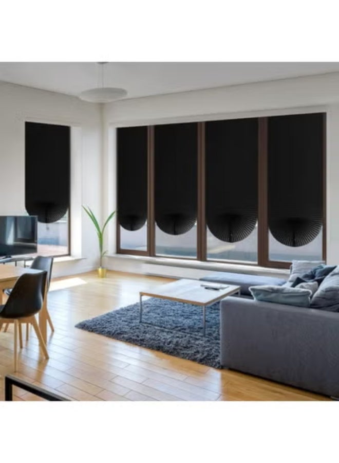 Pleated Paper Shade, Cordless Pleated Shade Light Filtering Fabric Window Shade, Room Darkening Blinds for Home Bedroom Office Kitchen Bathroom Window, Easy to Install (Black, 90x180cm) - Image 5