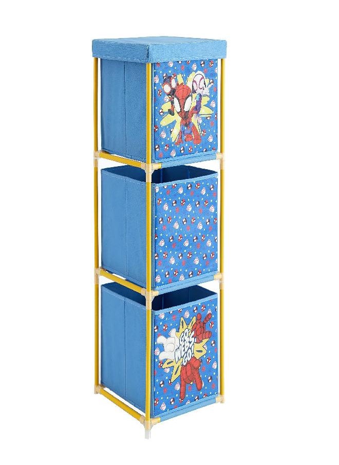 Idea Nuova Idea Nuova Marvel Spidey and His Amazing Friends 3 Tier Fabric Storage Organizer with 3 Cubes and Removable Lid  - Image 1