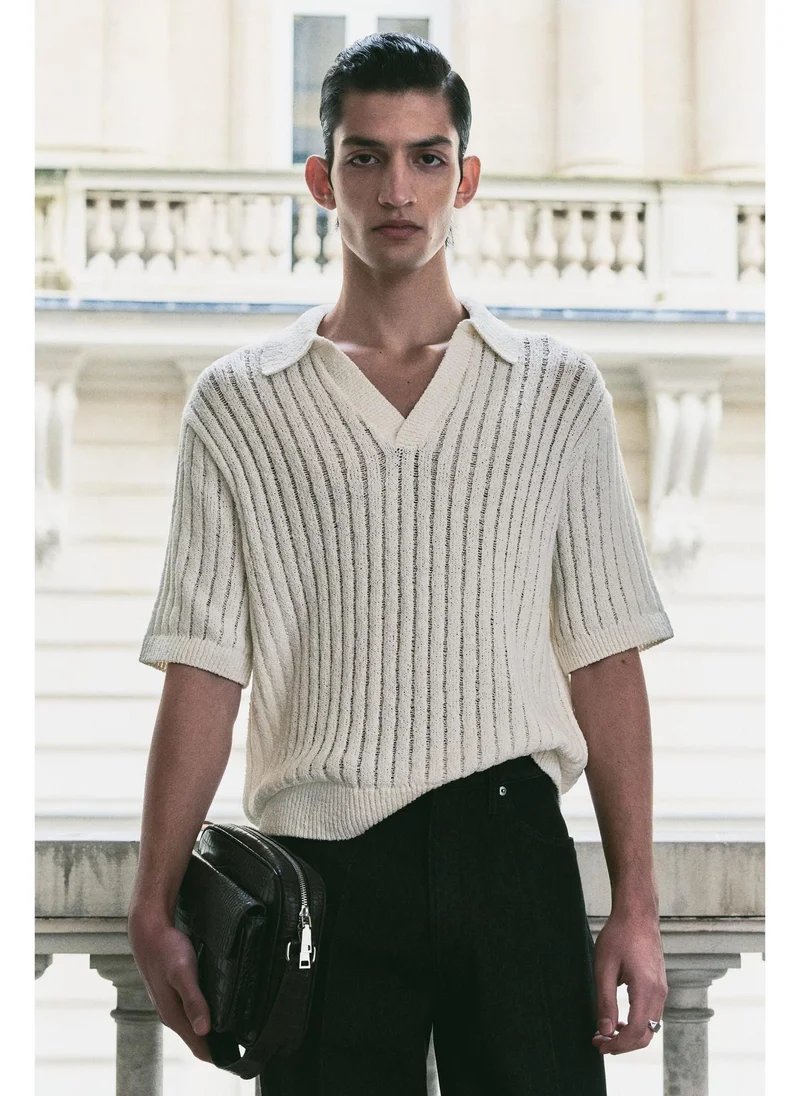 H&M Loose Fit Rib-knit polo shirt