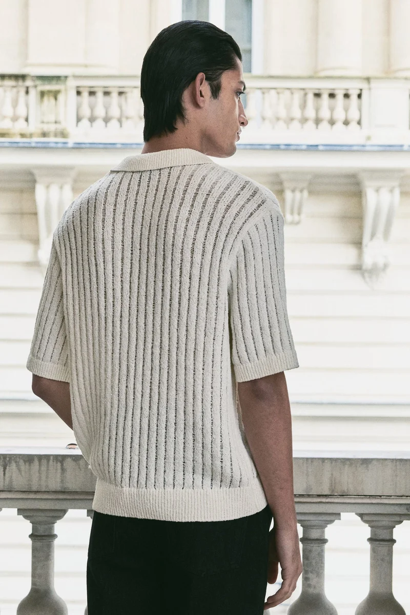 H&M Loose Fit Rib-knit polo shirt