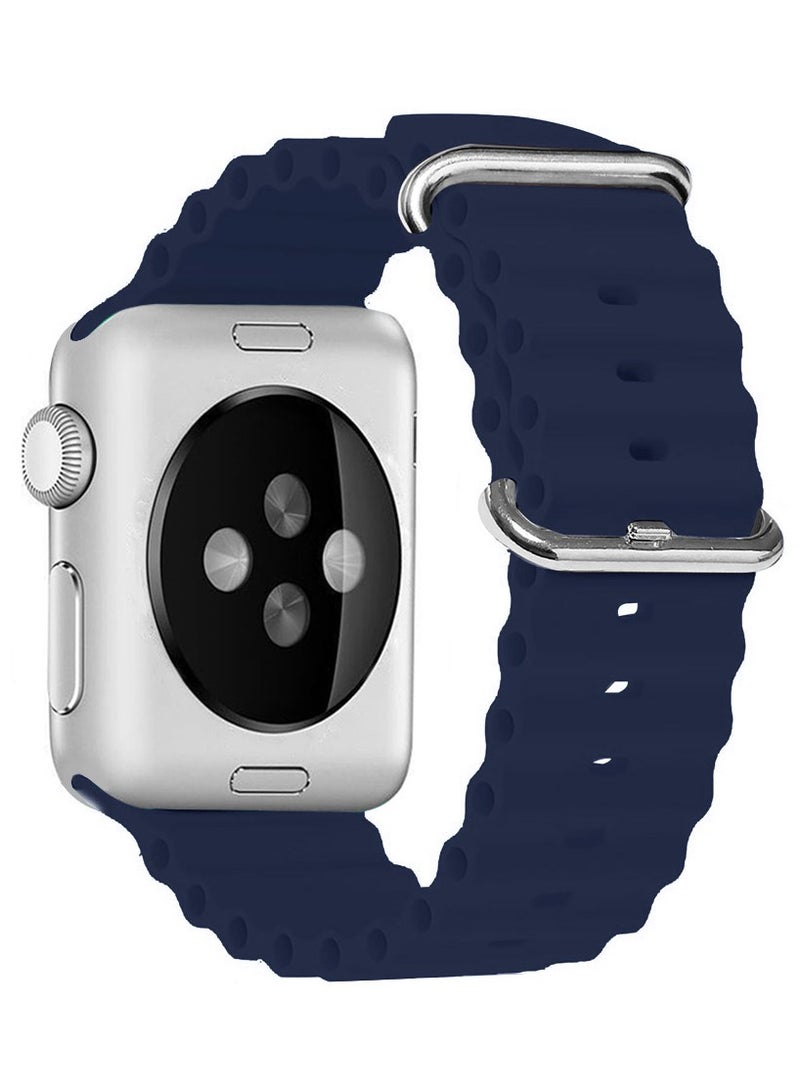 CATANES حزام حلقة سيليكون ناعم لساعات آبل أوشن 38 مم 40 مم 41 مم (42 مم سلسلة 10) آي ووتش سلسلة ألترا/8/7/SE/6/5/4/3/2/1 أزرق داكن - Image 3