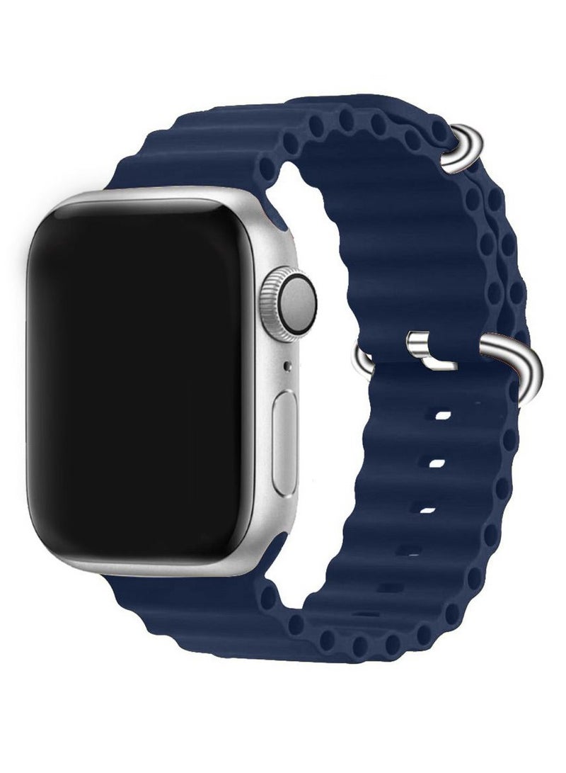 CATANES حزام حلقة سيليكون ناعم لساعات آبل أوشن 38 مم 40 مم 41 مم (42 مم سلسلة 10) آي ووتش سلسلة ألترا/8/7/SE/6/5/4/3/2/1 أزرق داكن - Image 2