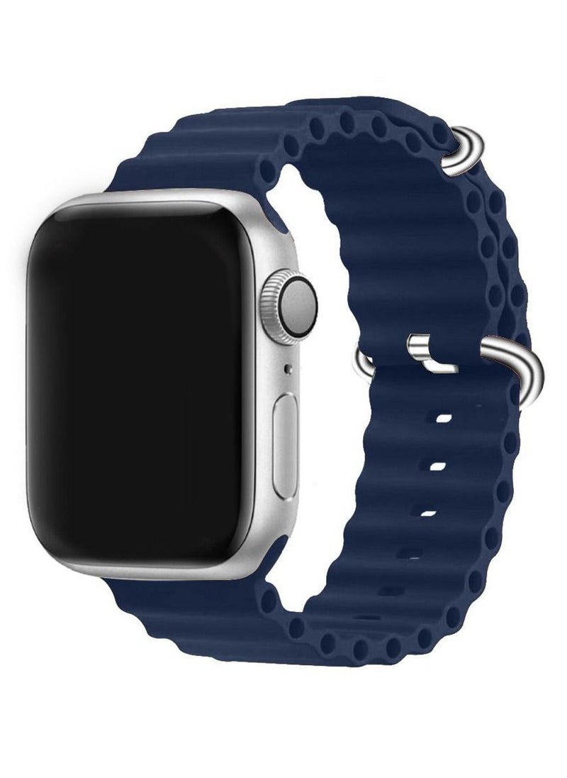 CATANES Apple Watch Ocean Band 41mm 40mm 38mm Soft Silicone Loop Strap for iWatch Series 8/7/SE/6/5/4/3/2/1 Dark Blue  - Image 1