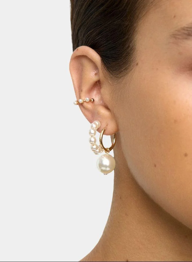 بارفوا مجموعة من الأقراط وسترات الأذن مع اللؤلؤ