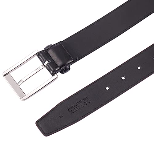 XOUXOU Men's Casual Leather Jeans Belts Classic Work Business Dress Belt with Prong Buckle for Men (Black (S101), 32 (Waist 30)) - Image 4