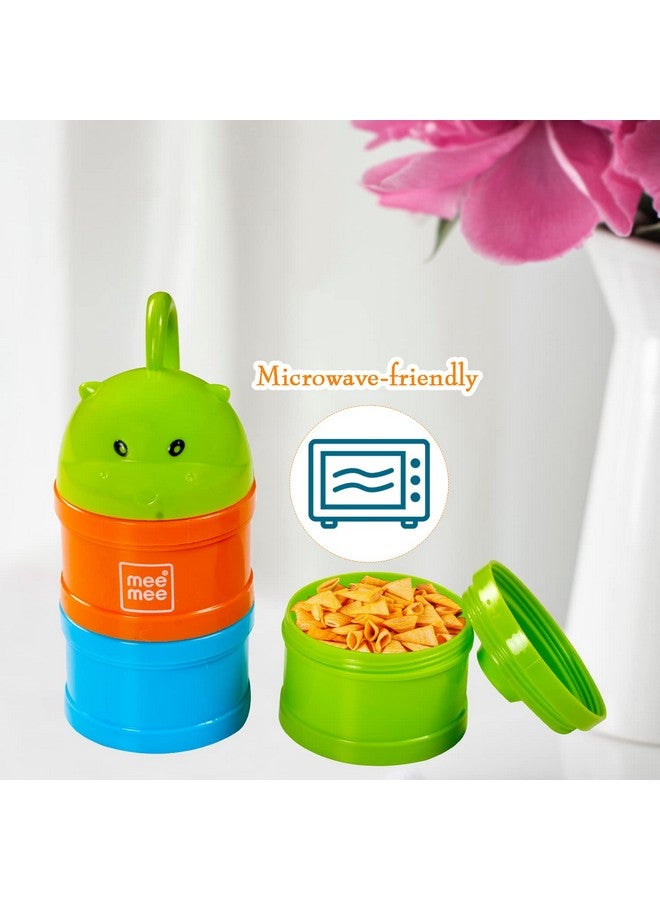 مي مي علبة تخزين متعددة لحليب البودرة والطعام من مي مي | علبة طعام للأطفال يمكن تسخينها في الميكروويف | مناسبة للسفر | علبة بلاستيكية مكونة من 3 طبقات لتخزين الطعام وحليب البودرة مع مقصورات فردية متعددة الاستخدامات (متعددة الألوان) - Image 4