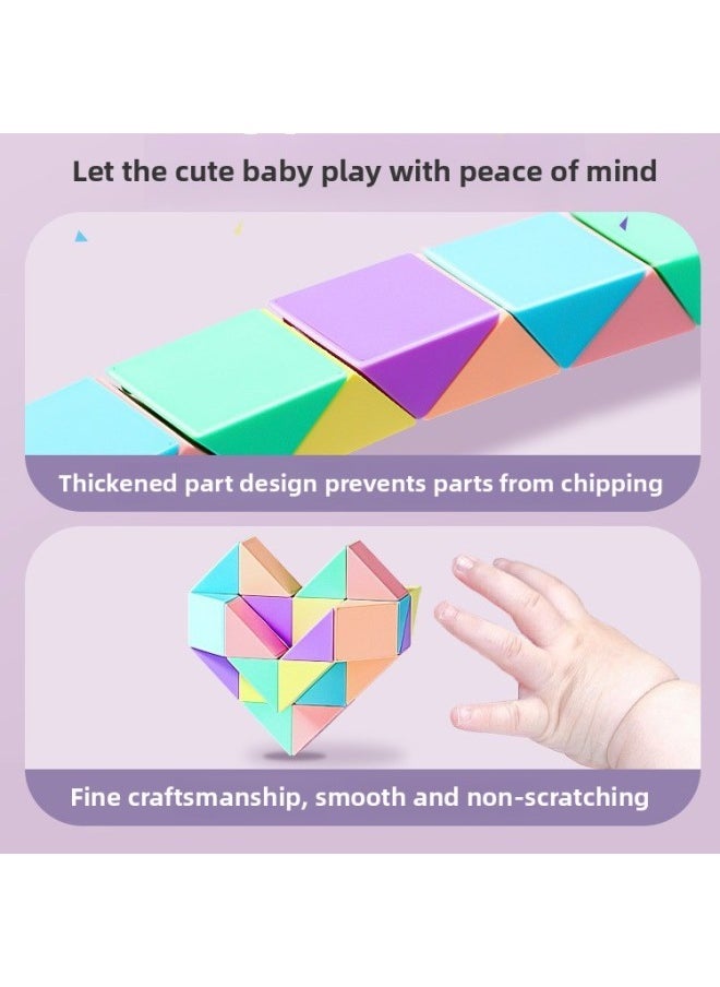 Variables 24 Section 36 Section 48 Section 72 Kindergarten Third-order Color Square Children's Toys-Color:24-segment Macaron Magic Ruler + Cute Duck Cartoon Huarong Road