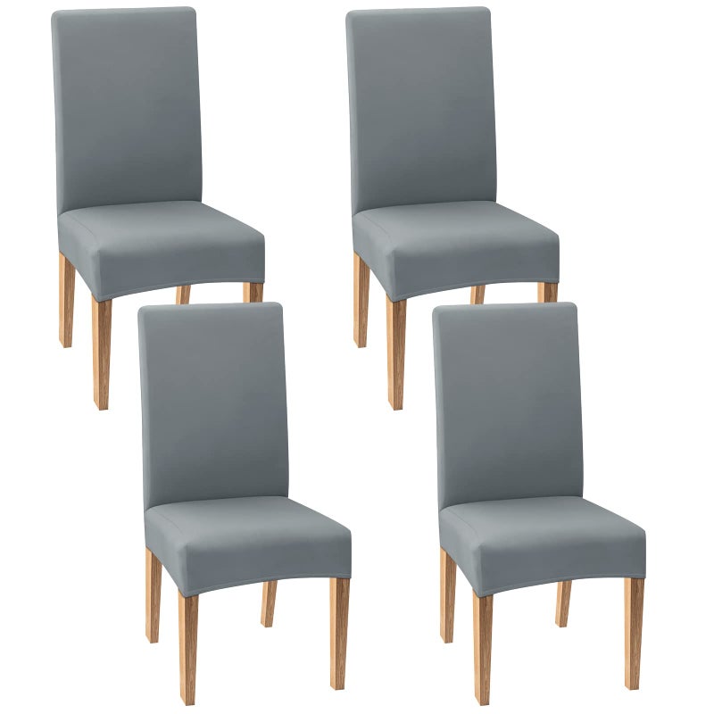 ELECLAND Grey Chair Covers for Dining Chairs Set of 4 Stretch Dining Chair Slipcovers Removable Washable Dining Chair Seat Covers Chair Protector for Kitchen Dining Room Hotel