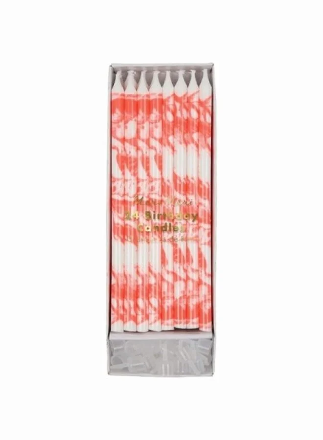 Meri Meri Coral Marbled Candles