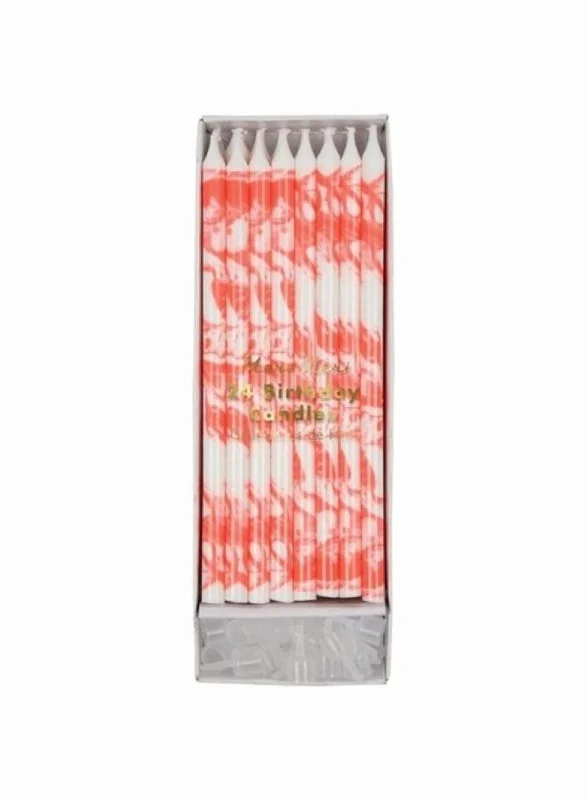 Meri Meri Coral Marbled Candles