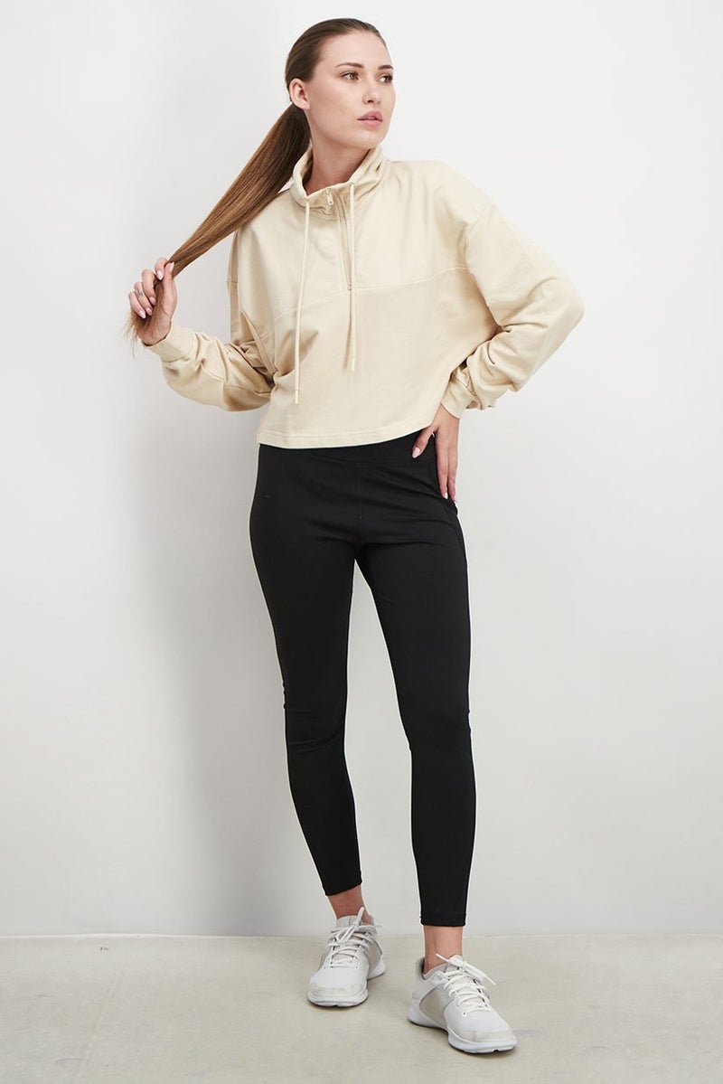 XOXO Women Cropped Plain Long Sleeves Sweater, Beige - Image 3