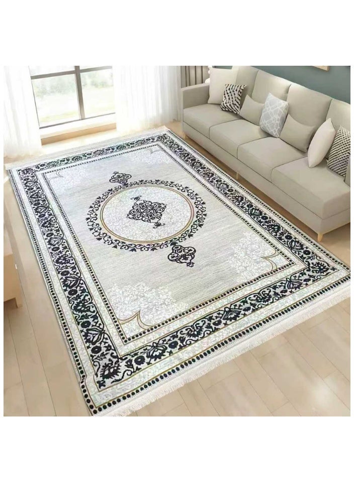 SMART HOME Large padded floor mat with a soft velvet surface and non-slip backing - Living room rug - Majlis rug - Lounge rug - Luxurious decorative rug - Elegant rug with modern patterns for living rooms and majlis - Size 400x300 cm - Suitable for everyday use and entertaining - Image 2