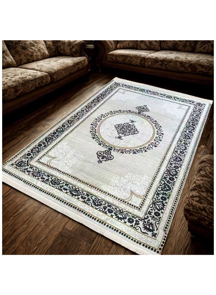 SMART HOME Large padded floor mat with a soft velvet surface and non-slip backing - Living room rug - Majlis rug - Lounge rug - Luxurious decorative rug - Elegant rug with modern patterns for living rooms and majlis - Size 400x300 cm - Suitable for everyday use and entertaining - Image 4
