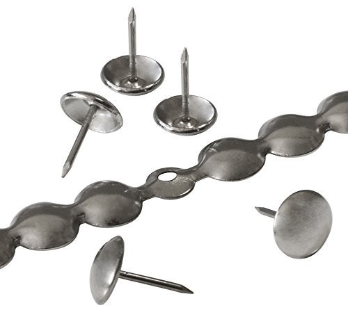 decotacks® Silver Upholstery Nailhead Trim, Silver Upholstery Nails/Tack, in Short (4in Long) Strips 7/16in (11mm) Head Diameter, Covers 6 Meters (6,6 Yards) [Nickel/Silver Finish] DX0511NI-S6M - Image 1