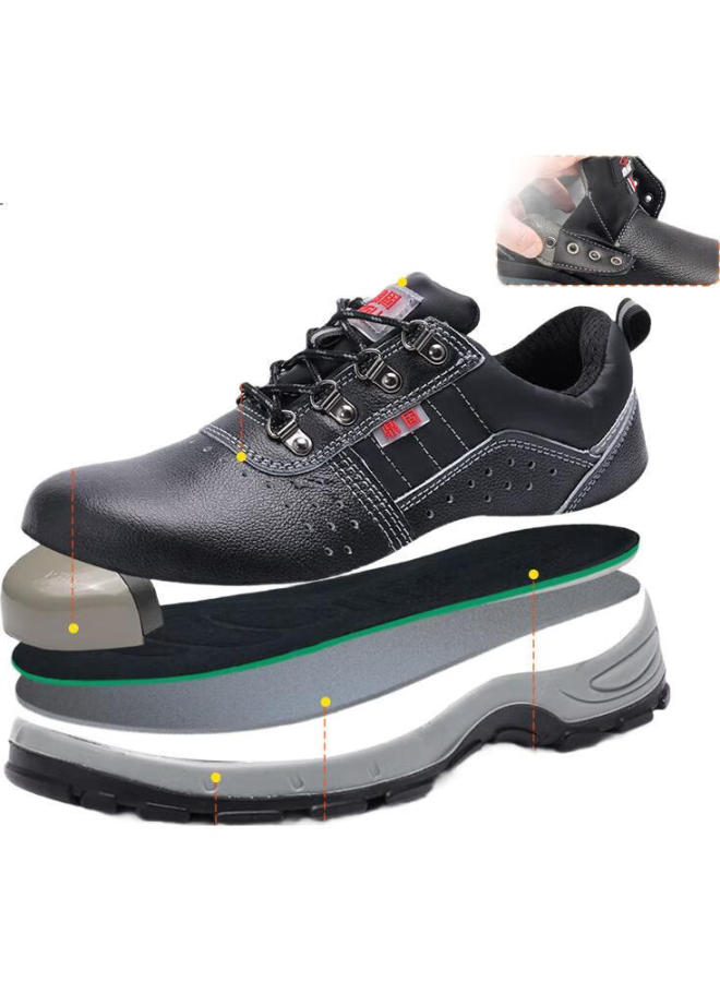 Dinggu Safety Shoes For Men, Steel Toe Cap, Puncture-Resistant, Cowhide, Wear-Resistant, Lightweight Protective Work Shoes 1125Heisk42 - Image 3