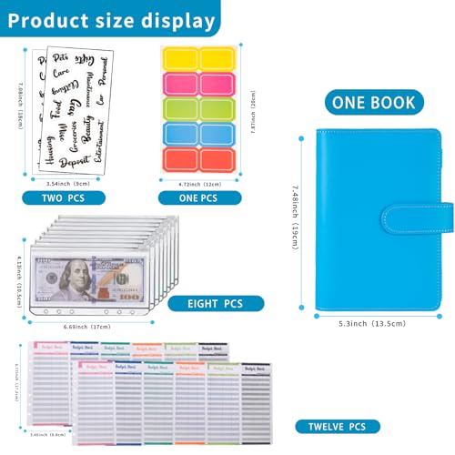 NICOOTHBudget Binder Cash Envelopes A6 Money Saving Binder with Zipper envelopes (Dark Blue) - Image 2