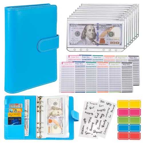 NICOOTHBudget Binder Cash Envelopes A6 Money Saving Binder with Zipper envelopes (Dark Blue) - Image 5