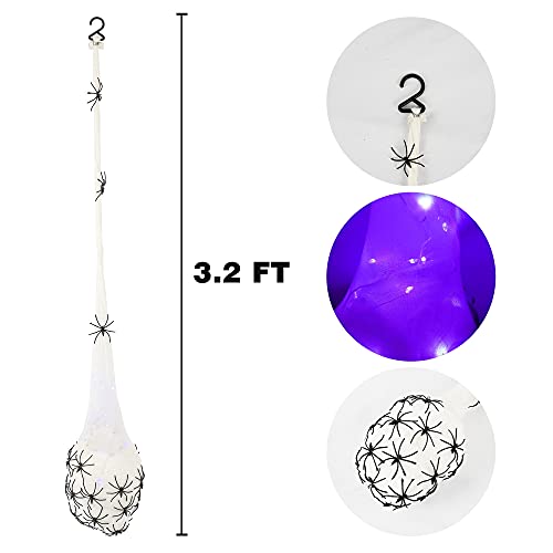 FUNPENY 3.2FT Halloween Decoration Hanging Light Up Spider Egg Sacs 3 Packs, Gift for Halloween Party Favors Games, Sacks Props for Halloween, Birthday Indoor Outdoor Decor, Purple & Orange - Image 2