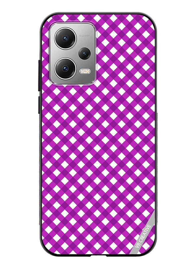 VR CREATIVE Protective Case Cover For Xiaomi Redmi Note 12 Seamless Plaid Purple Design Multicolour - Image 1