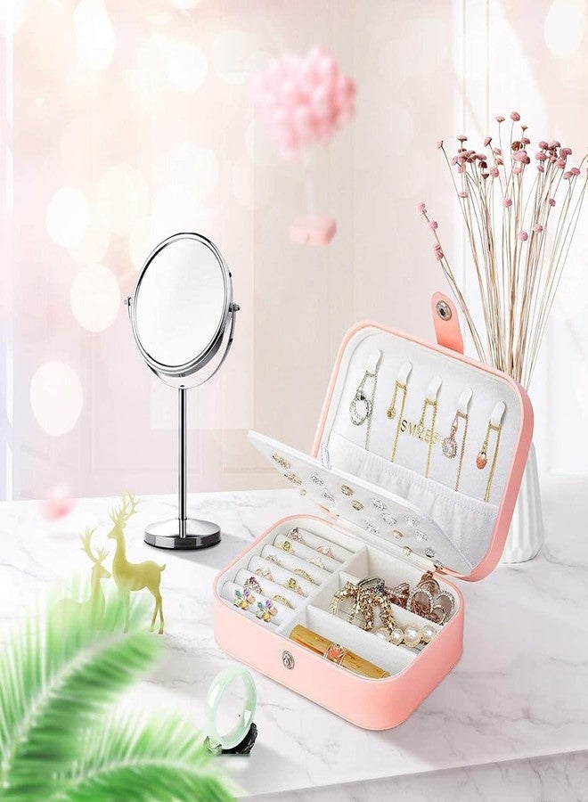 MOBDESK Jewellery Boxleather Storage Organizer Box Case Leather Zipper Jewelry Container Multiple Compartments Women Travel Ring, Pendant, Earring, Necklace Storage Baby Pink Jewellery Box(Pink) - Image 5