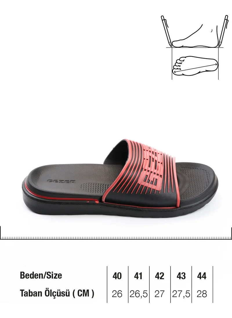 Gezer Men's Comfortable Sole Luxury Bathroom Balcony Pool Beach Slippers Red