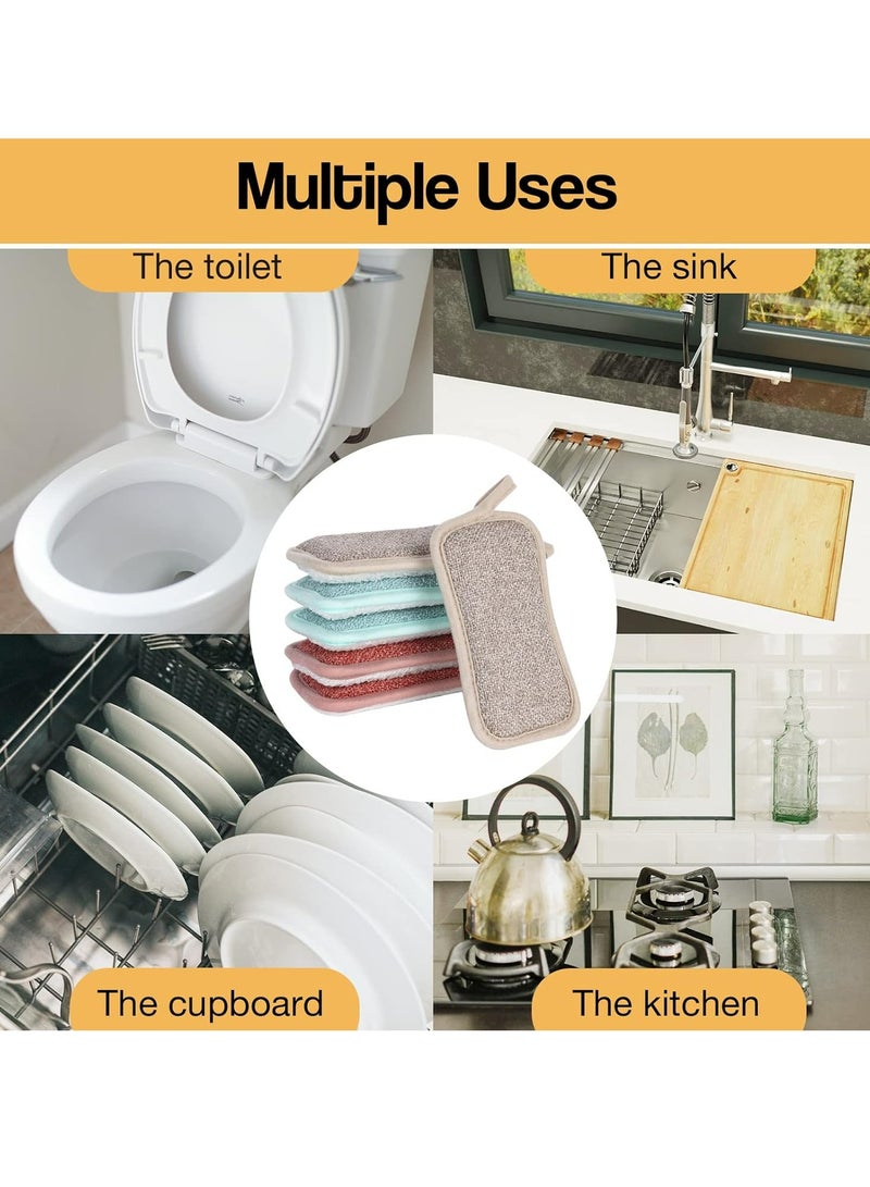 Oasisgalore 6 Pack Kitchen Cleaning Sponge Dual Remove Grime Washable Dish Sponge for Cleaning Stubborn Dirt  - Image 4