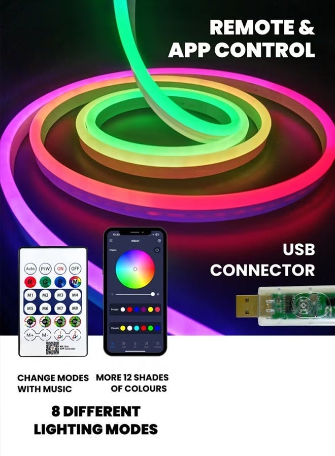 لانيو شريط إضاءة نيون LED بطول 5 أمتار، شريط إضاءة RGB، مزامنة مع الموسيقى، تحكم عبر تطبيق وجهاز تحكم عن بعد، إضاءة LED ذكية للمنزل، حبل نيون مرن لتزيين المنزل بنفسك، غرفة الألعاب، غرفة النوم، إضاءة خلفية للتلفزيون - Image 5