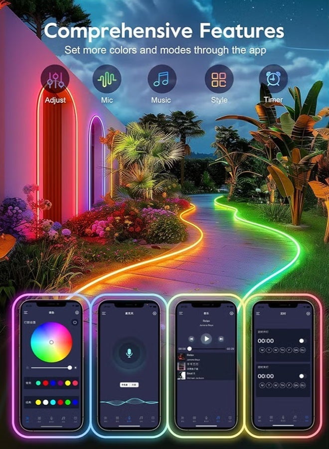 لانيو شريط إضاءة نيون LED بطول 5 أمتار، شريط إضاءة RGB، مزامنة مع الموسيقى، تحكم عبر تطبيق وجهاز تحكم عن بعد، إضاءة LED ذكية للمنزل، حبل نيون مرن لتزيين المنزل بنفسك، غرفة الألعاب، غرفة النوم، إضاءة خلفية للتلفزيون - Image 3
