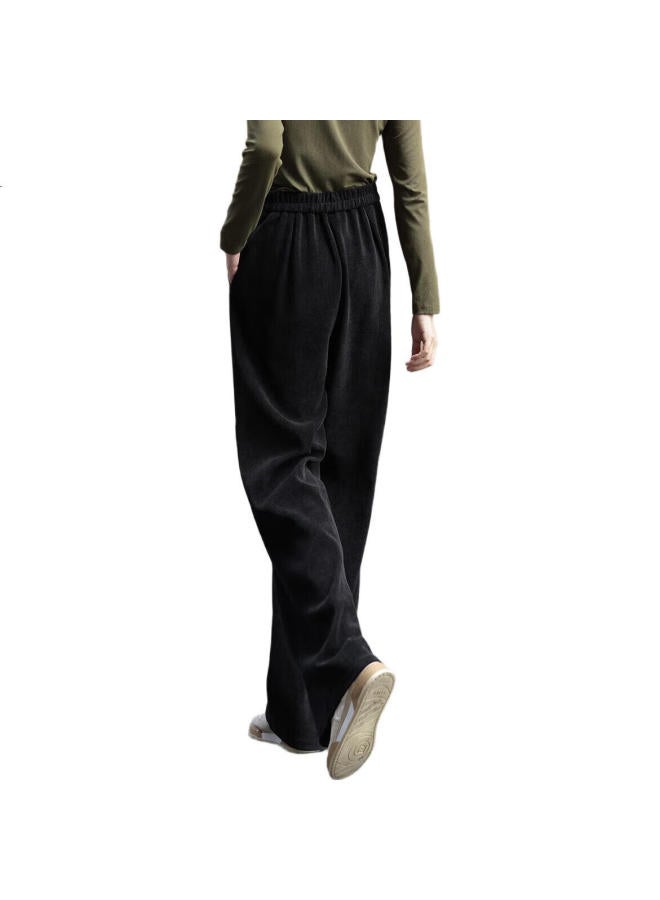 dme Hollow Design Side Zipper Single Button Design Sensual Straight Leg Casual Pants Women Black S - Image 1