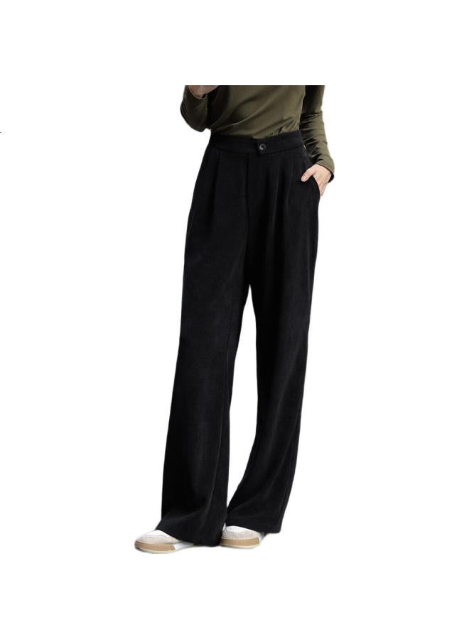 dme Hollow Design Side Zipper Single Button Design Sensual Straight Leg Casual Pants Women Black S - Image 3
