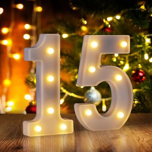 Brilucky Marquee Numbers 15th Birthday Decorations For Girls Boys,15 Light Up Numbers Quinceanera Decorations,Numero 15 Decoracion Para Quinceañera,Centros De Mesa De 15 Años,Arreglos De Mesa Para 15 Años - Image 1