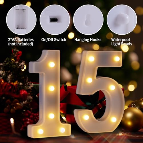 Brilucky Marquee Numbers 15th Birthday Decorations For Girls Boys,15 Light Up Numbers Quinceanera Decorations,Numero 15 Decoracion Para Quinceañera,Centros De Mesa De 15 Años,Arreglos De Mesa Para 15 Años - Image 3