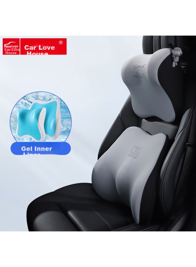 Icaroom Car Headrest, Lumbar Support, Neck Pillow, Back Cushion, Car Interior Decoration, Space Memory Foam Pillow, T-n662+n632mh-h