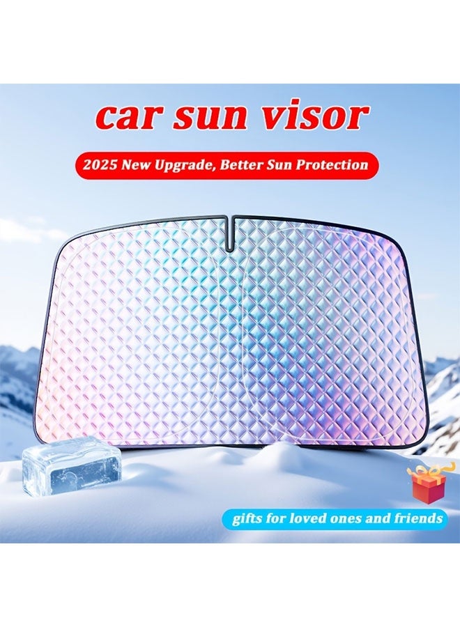 WINEENEE Foldable Car Windshield Sunshade Reflective Front Window Cover, Blocks 99% UV Rays & Heat, Keeps Car Interior Cool in Hot Weather, Universal Fit for Cars SUVs Trucks, Portable Easy Storage - Image 1