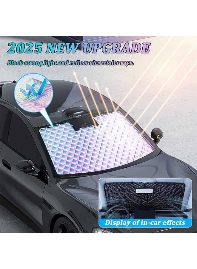 WINEENEE Foldable Car Windshield Sunshade Reflective Front Window Cover, Blocks 99% UV Rays & Heat, Keeps Car Interior Cool in Hot Weather, Universal Fit for Cars SUVs Trucks, Portable Easy Storage - Image 4