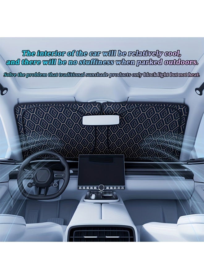 WINEENEE Foldable Car Windshield Sunshade Reflective Front Window Cover, Blocks 99% UV Rays & Heat, Keeps Car Interior Cool in Hot Weather, Universal Fit for Cars SUVs Trucks, Portable Easy Storage - Image 5
