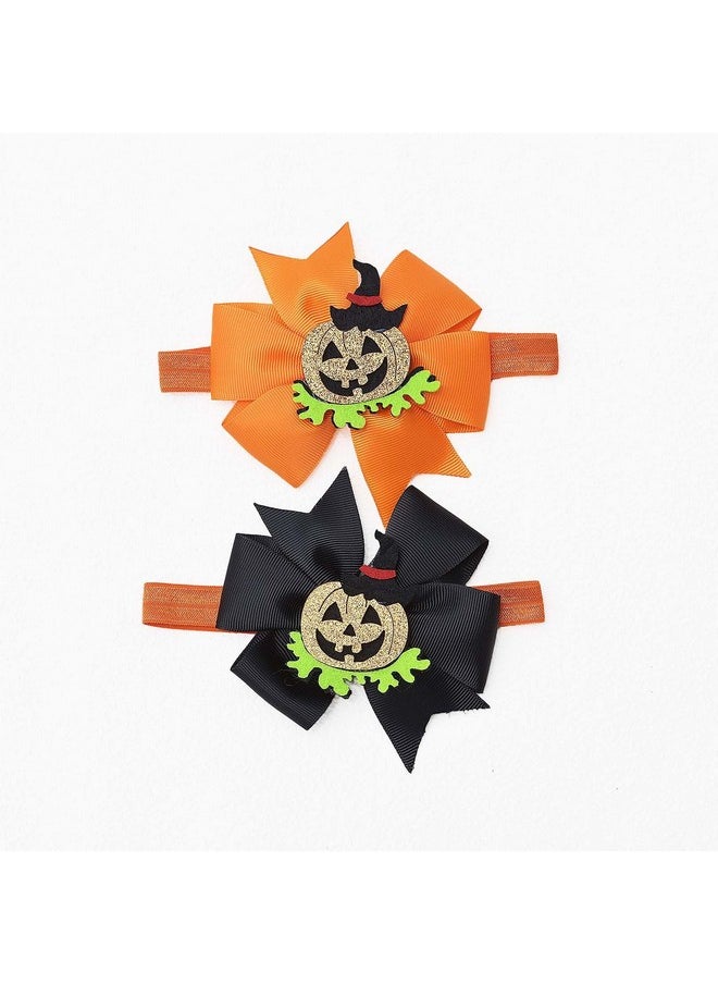 JustMyDress JustMyDress Baby Orange Headband With Flower Hair Bow Band Girls Hair Accessories JHH20 (Set-G)  - Image 2