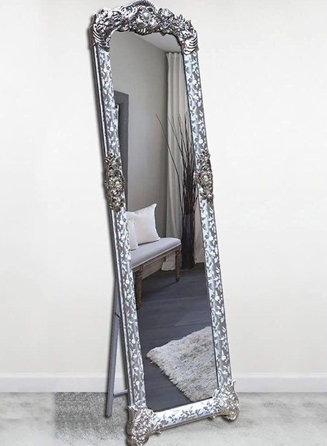 Decorhills Stand Mirror, Full Length Mirror Standing Mirror, Large Rectangle Bedroom Mirror Floor Mirror, Carved Frame  - Image 1