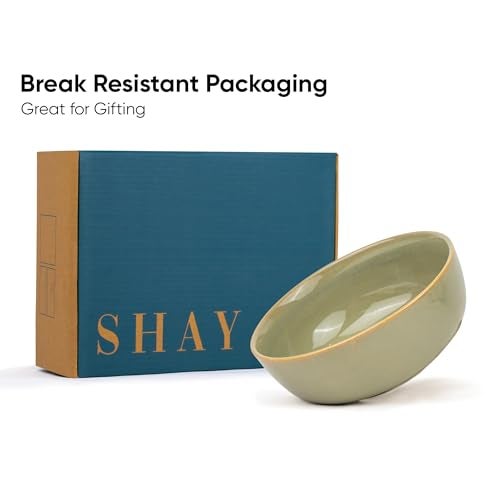 Shay Ceramic Large Bowl, 21cm, 1 Pieces, Pista | Glossy Finish | Stoneware Ceramic Serving Bowls | Ceramic Bowl | Pasta Serving Plate (Large Bowl - Pista) - Image 5