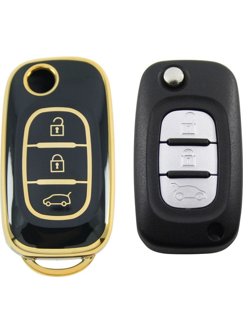 Babikamium - Renault Megane III Fluence 3 Button Black Car Key Remote Control Case Cover Car Keychain - Image 1