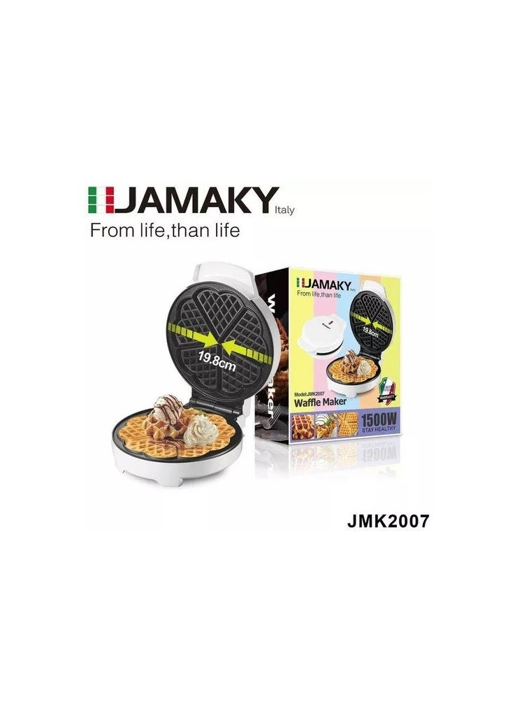 JAMAKY Italy - Jamaican Waffle Maker 1500 Watt - JMK 2007 - White Color - Image 1
