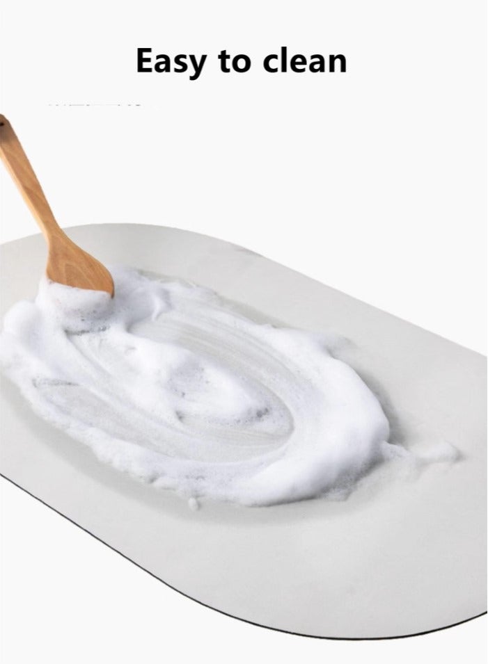 Kutis سجادة حمام قطعة واحدة فائقة الامتصاص غير قابلة للانزلاق طين دياتوم رخامية 60x40 سم - Image 4