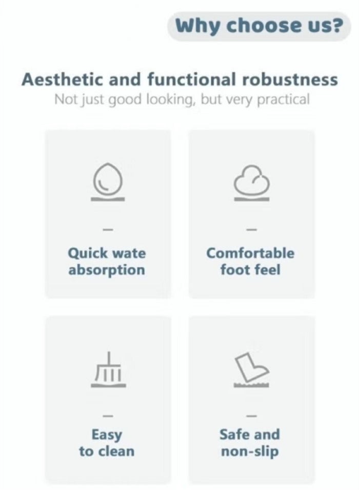 Kutis سجادة حمام قطعة واحدة فائقة الامتصاص غير قابلة للانزلاق طين دياتوم رخامية 60x40 سم - Image 5