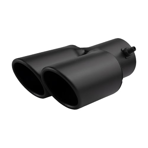 Dual Exhaust Tips Stainless Steel Double Outlet Car Muffler Tail Tip Exhaust Curved Type Tailpipe Tip 63mm25 Inlet Bolton Exhaust Tip Bevel Port StraightMatte Black