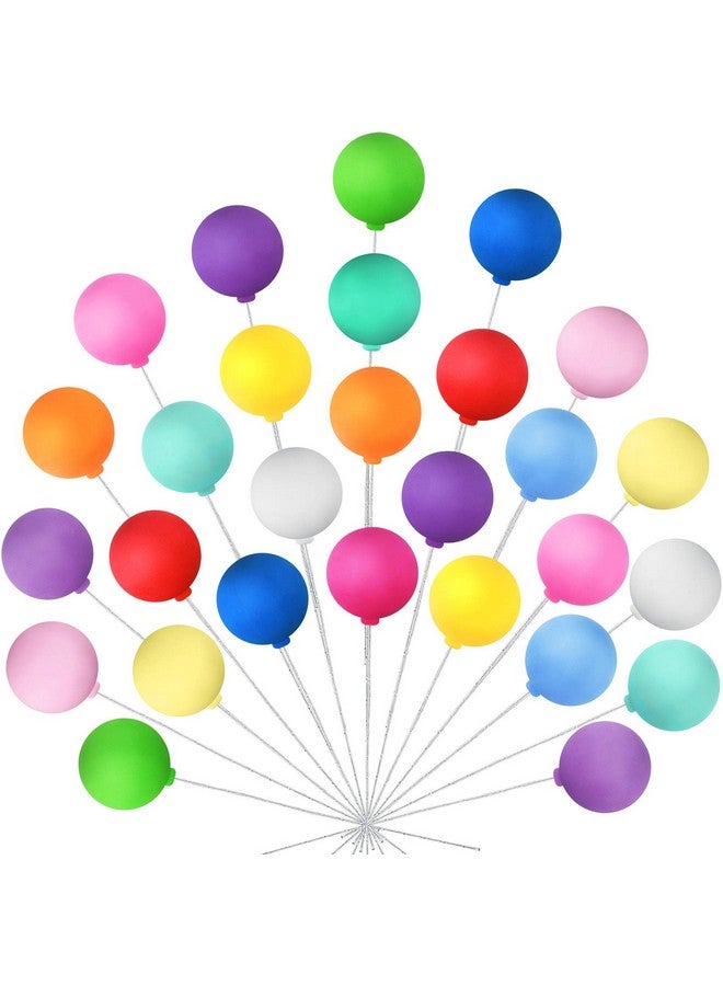 Skylety 30 Pieces Balloon Cake Topper Mini Colorful Cake Picks Round Balloon Cupcake Topper Decoration for Dollhouse Party Decorations Birthday Wedding(Assorted Color) - Image 1