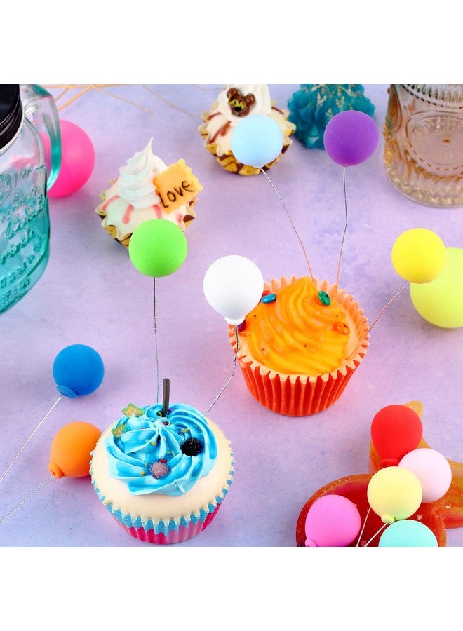 Skylety 30 Pieces Balloon Cake Topper Mini Colorful Cake Picks Round Balloon Cupcake Topper Decoration for Dollhouse Party Decorations Birthday Wedding(Assorted Color) - Image 4